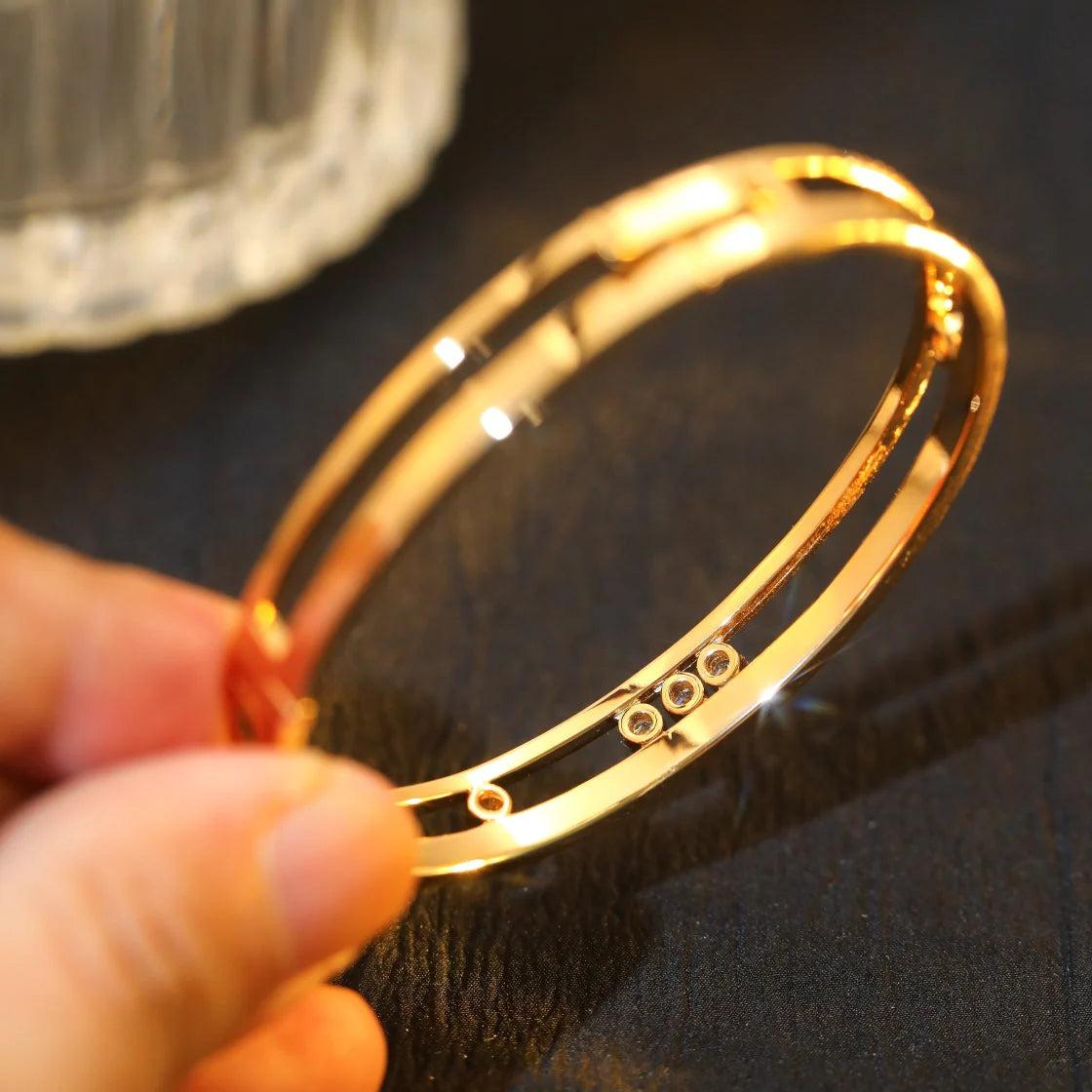 [Clover Jewelry]Move Romane Diamond Bangle Bracelet