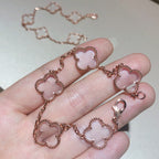 [Clover Jewelry]CLOVER 5 MOTIF ROCK CRYSTAL PINK GOLD BRACELET