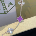 [Clover Jewelry]CLOVER 5 MOTIFS LILA VIOLET BRACELET SILBER