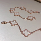 [Clover Jewelry]CLOVER 5 MOTIF ROCK CRYSTAL PINK GOLD BRACELET