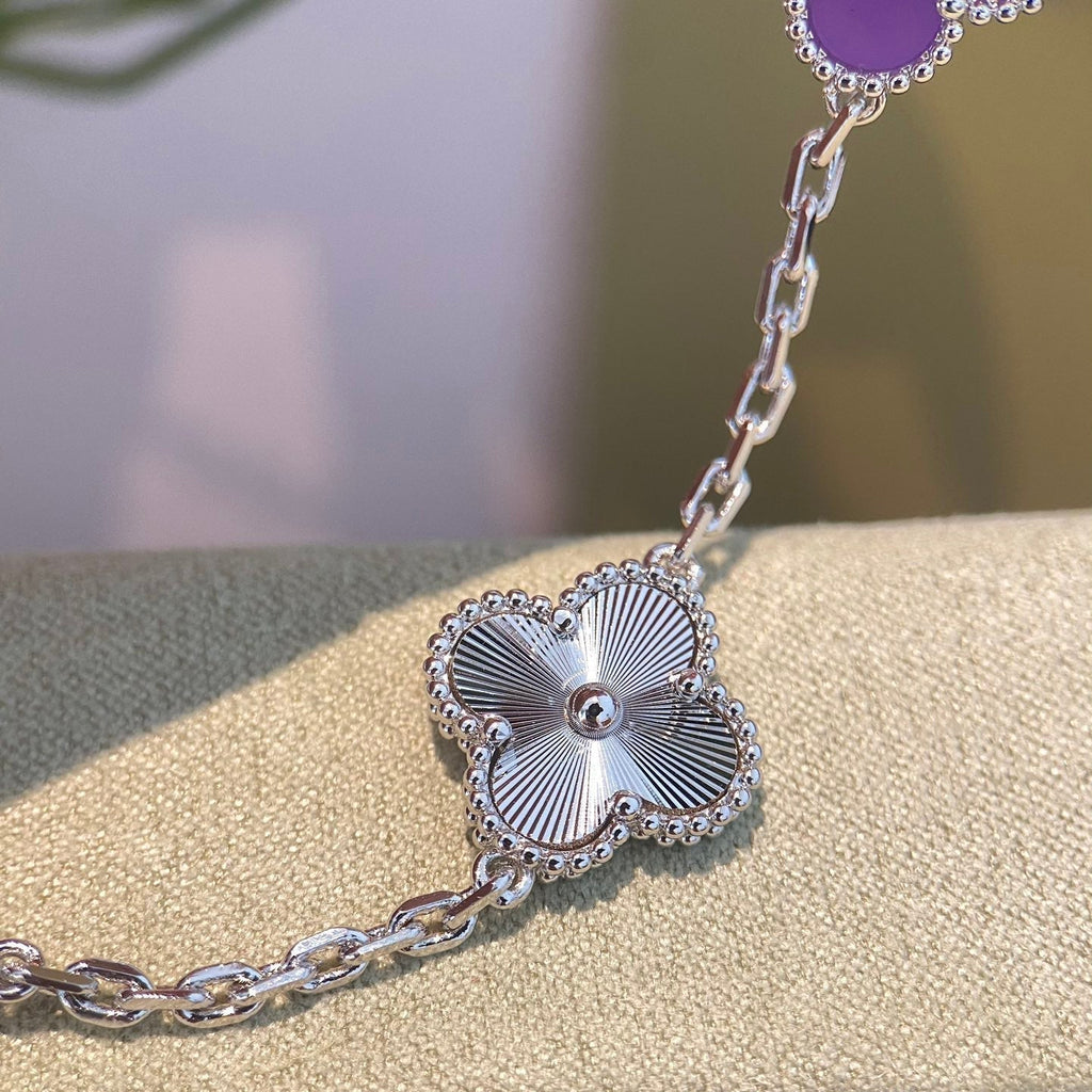 [Clover Jewelry]CLOVER 5 MOTIFS LILA VIOLET BRACELET SILBER