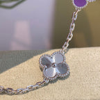 [Clover Jewelry]CLOVER 5 MOTIFS LILA VIOLET BRACELET SILBER
