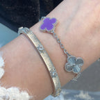 [Clover Jewelry]CLOVER 5 MOTIFS LILA VIOLET BRACELET SILBER