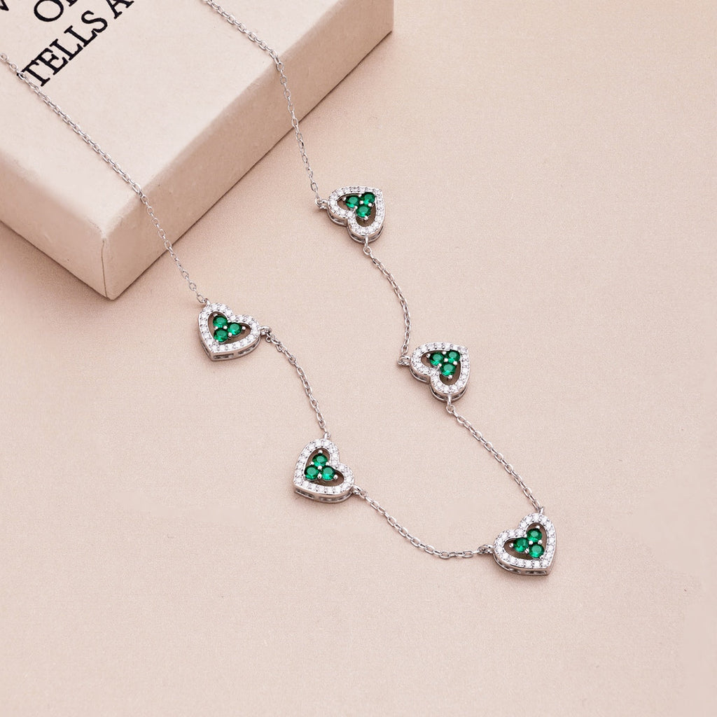 [Klee Schmuck]Glitzernde Fünf-Herz-Halskette