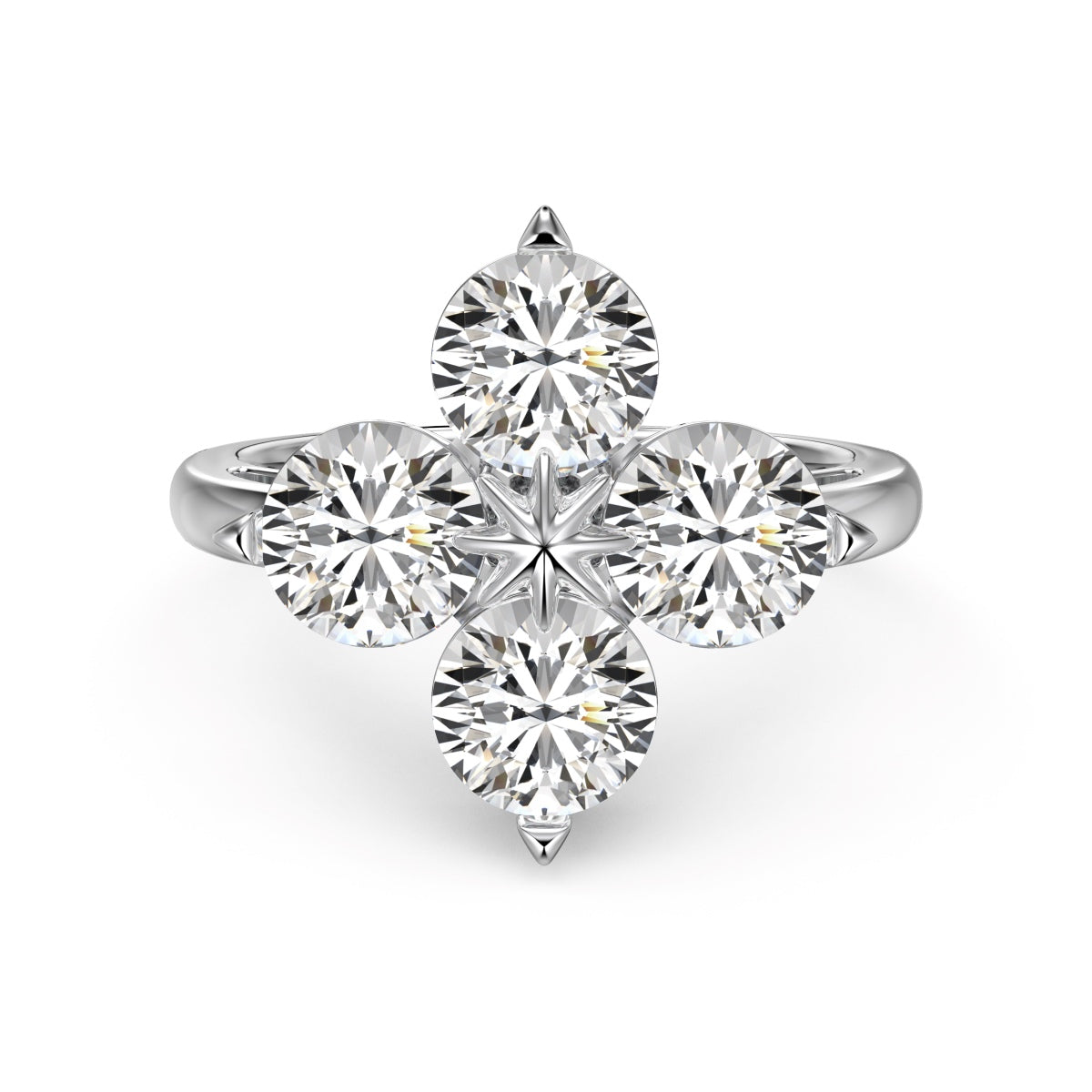[Clover Jewelry]四つ葉のクローバー八芒星リング