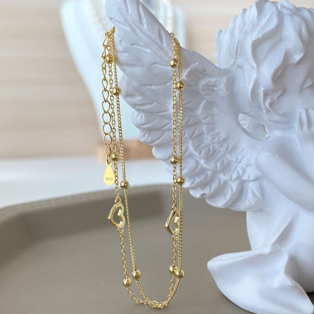 [Clover Jewelry]Dainty Double Layer Love Heart Bracelet
