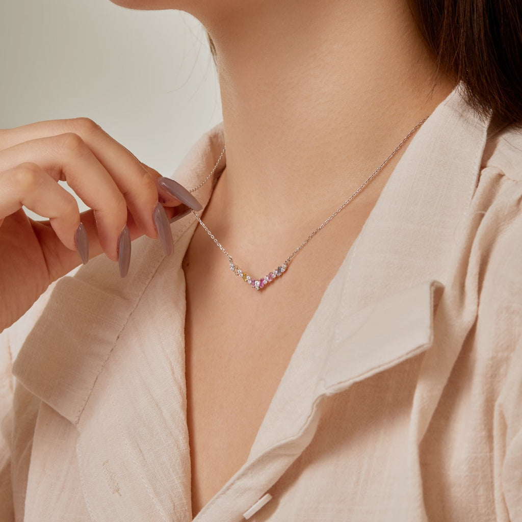 [Clover Jewelry]Funkelnde Regenbogenkette