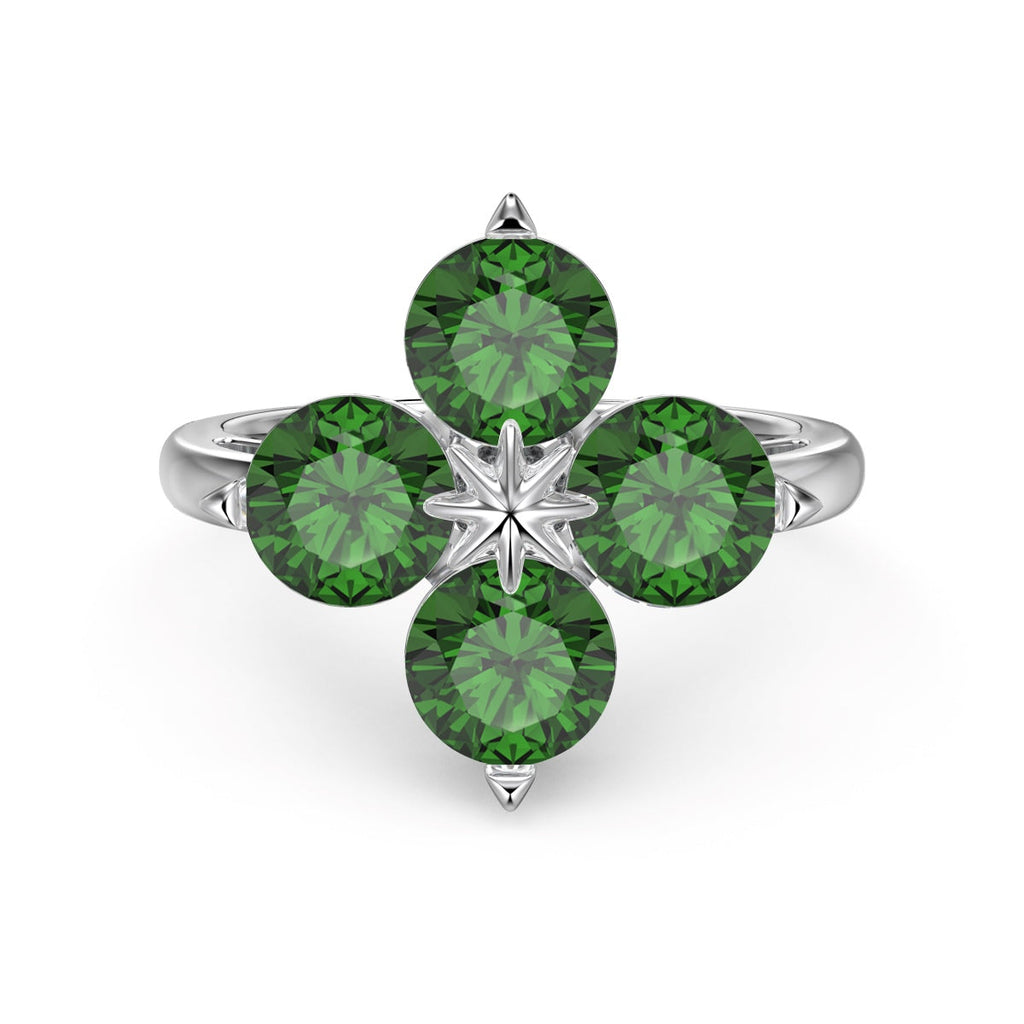[Clover Jewelry]四つ葉のクローバー八芒星リング
