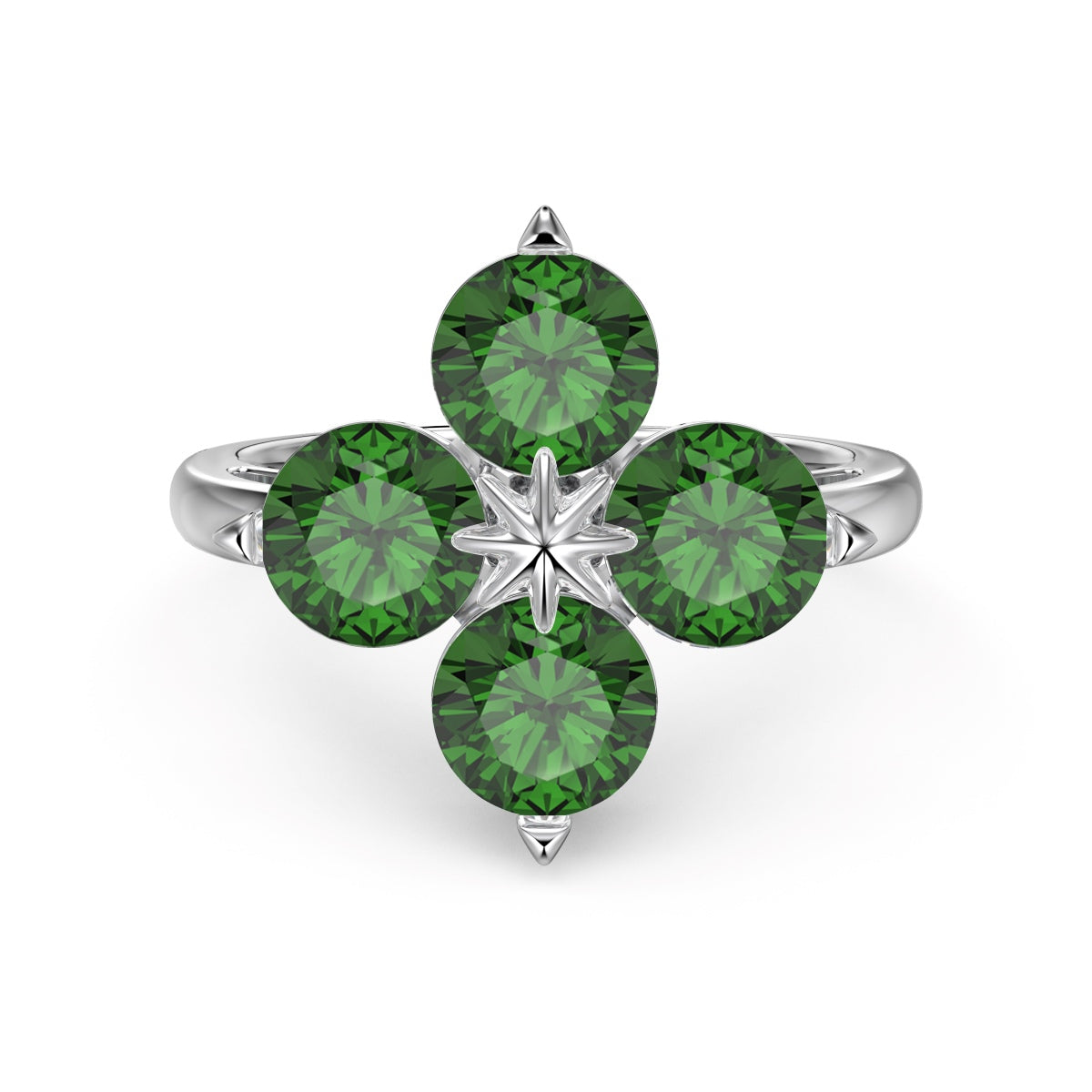 [Clover Jewelry]四つ葉のクローバー八芒星リング