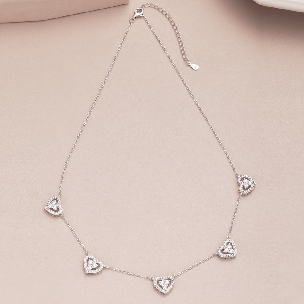 [Klee Schmuck]Glitzernde Fünf-Herz-Halskette