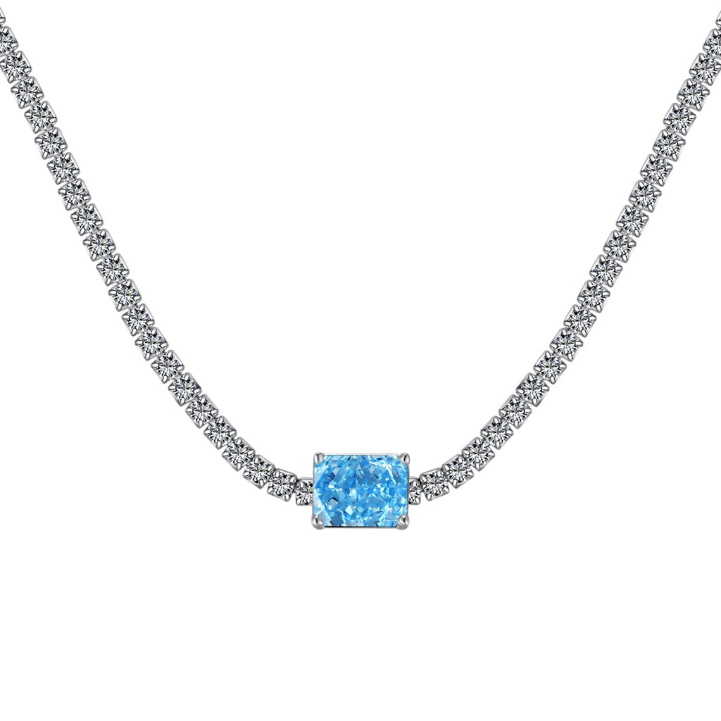 [Clover Jewelry]2.0 Karat aufwendige Smaragdschliff-Halskette
