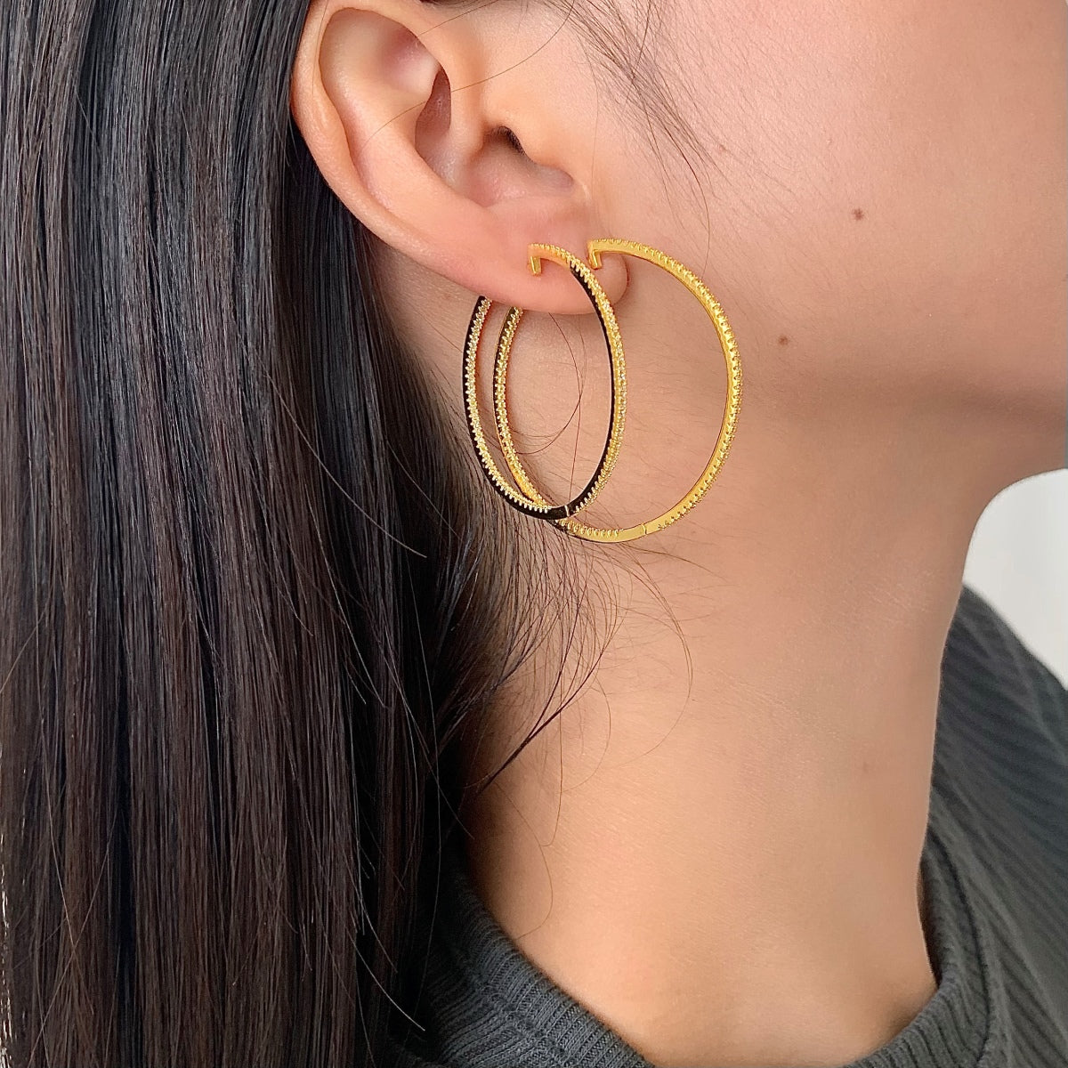 [Clover Jewelry]Beliebte große Creolen