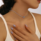 [Clover Jewelry] Einzigartige Tennis-Halskette mit 1.0 Karat tropfenförmigem Schliff