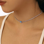 [Clover Jewelry] Einzigartige Tennis-Halskette mit 1.0 Karat tropfenförmigem Schliff