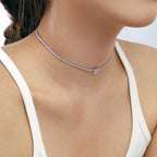 [Clover Jewelry] Einzigartige Tennis-Halskette mit 1.0 Karat tropfenförmigem Schliff