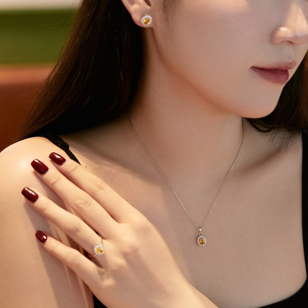 [Clover Jewelry]Zarte strahlende ovale Alltags-Ohrringe