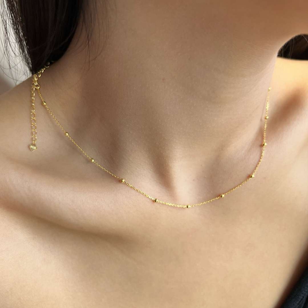 [Clover Jewelry]Kleine Perlen-Schlüsselbeinkette Schlichte Halskette