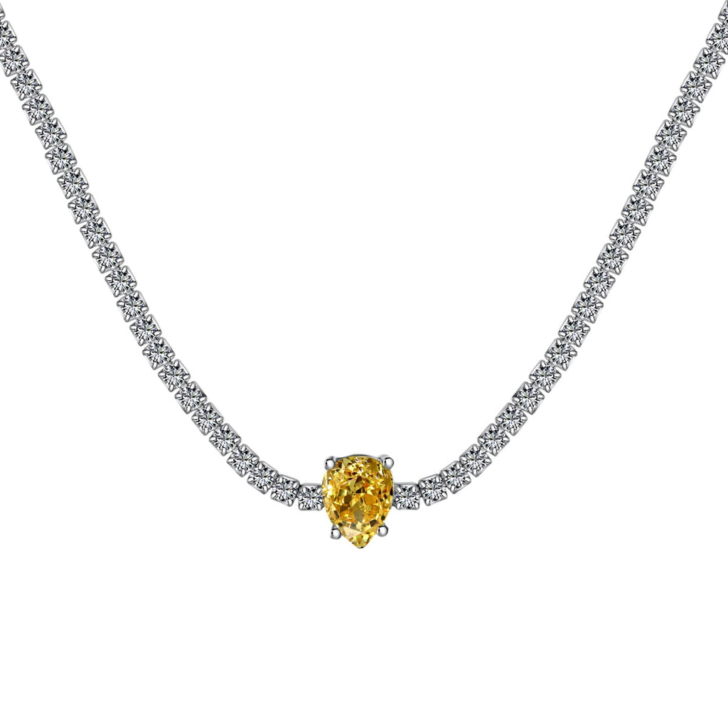 [Clover Jewelry] Einzigartige Tennis-Halskette mit 1.0 Karat tropfenförmigem Schliff
