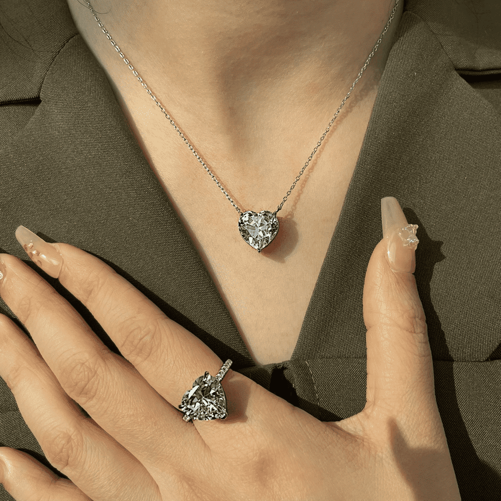 [Clover Schmuck]6.0 Karat Radiant Herzform Halskette