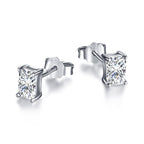 [Clover Schmuck] Elegante, glänzende, rechteckige Ohrstecker mit zentralem Stein