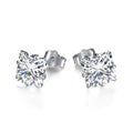 [Clover Jewelry]Stylish Shiny Square Center Stone Stud Earrings