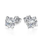 [Clover Jewelry]Stylish Shiny Square Center Stone Stud Earrings