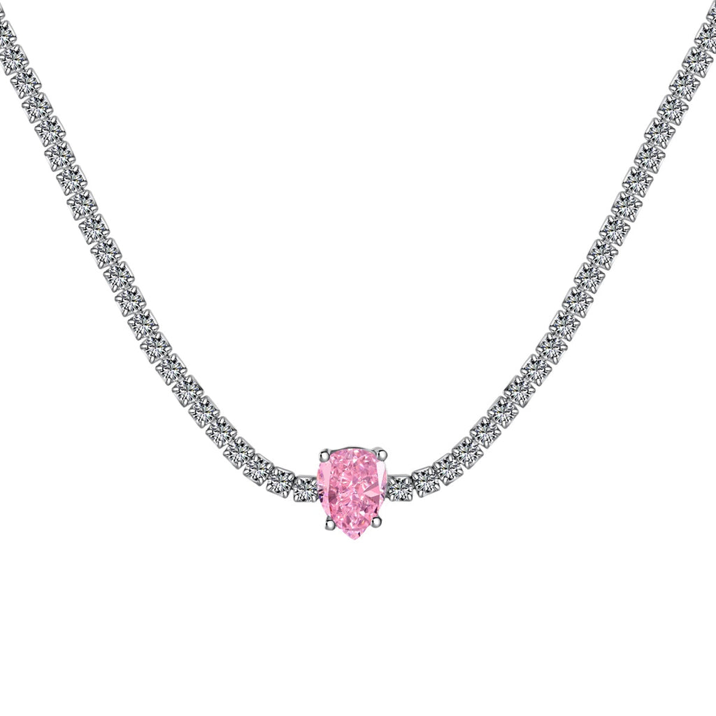 [Clover Jewelry] Einzigartige Tennis-Halskette mit 1.0 Karat tropfenförmigem Schliff