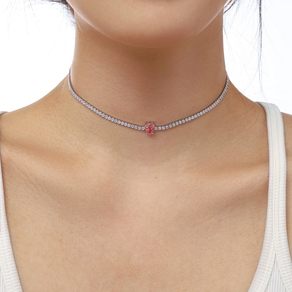 [Clover Jewelry] Einzigartige Tennis-Halskette mit 1.0 Karat tropfenförmigem Schliff