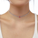 [Clover Jewelry] Einzigartige Tennis-Halskette mit 1.0 Karat tropfenförmigem Schliff