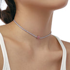 [Clover Jewelry] Einzigartige Tennis-Halskette mit 1.0 Karat tropfenförmigem Schliff