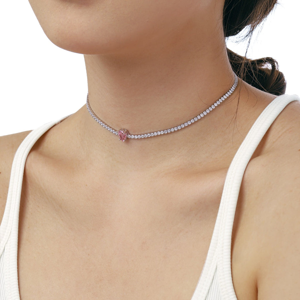 [Clover Jewelry] Einzigartige Tennis-Halskette mit 1.0 Karat tropfenförmigem Schliff