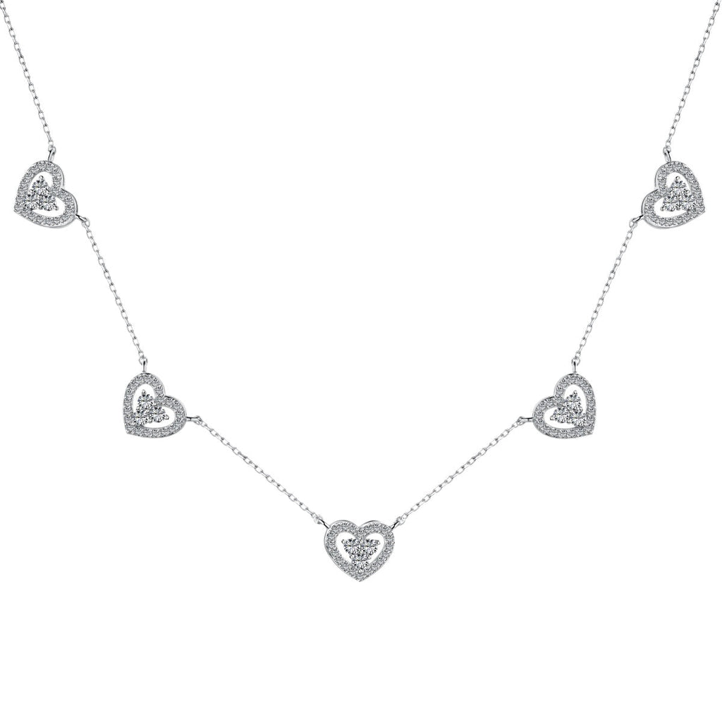 [Klee Schmuck]Glitzernde Fünf-Herz-Halskette