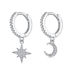 [Clover Schmuck]Stern- und Mond-Ohrringe (asymmetrisch)