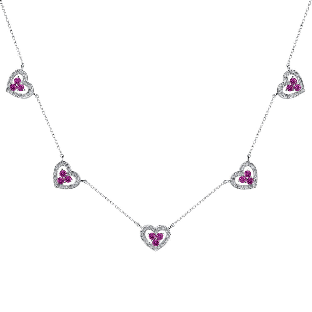 [Klee Schmuck]Glitzernde Fünf-Herz-Halskette