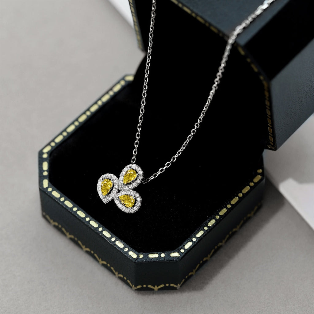 [Clover Jewelry]Elegante Blumenförmige Halskette mit Tropfenschliff