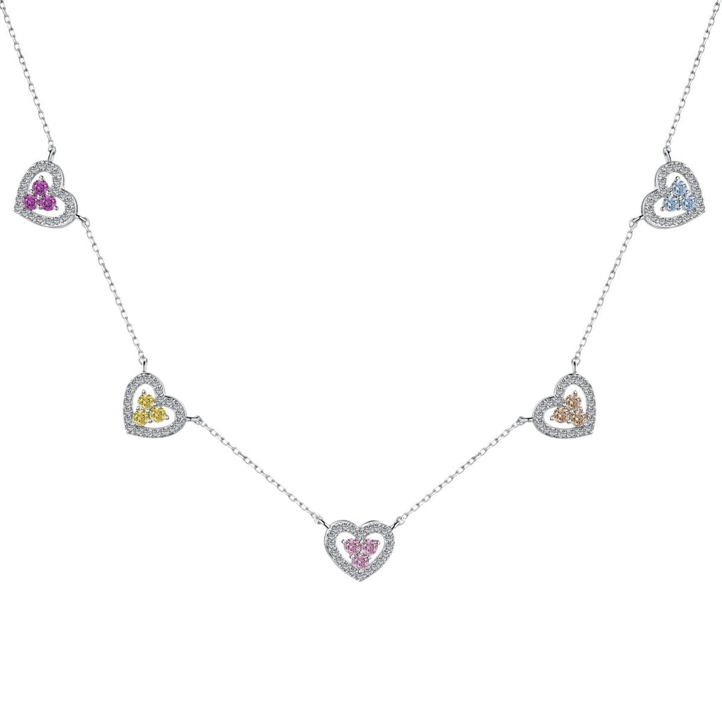 [Klee Schmuck]Glitzernde Fünf-Herz-Halskette