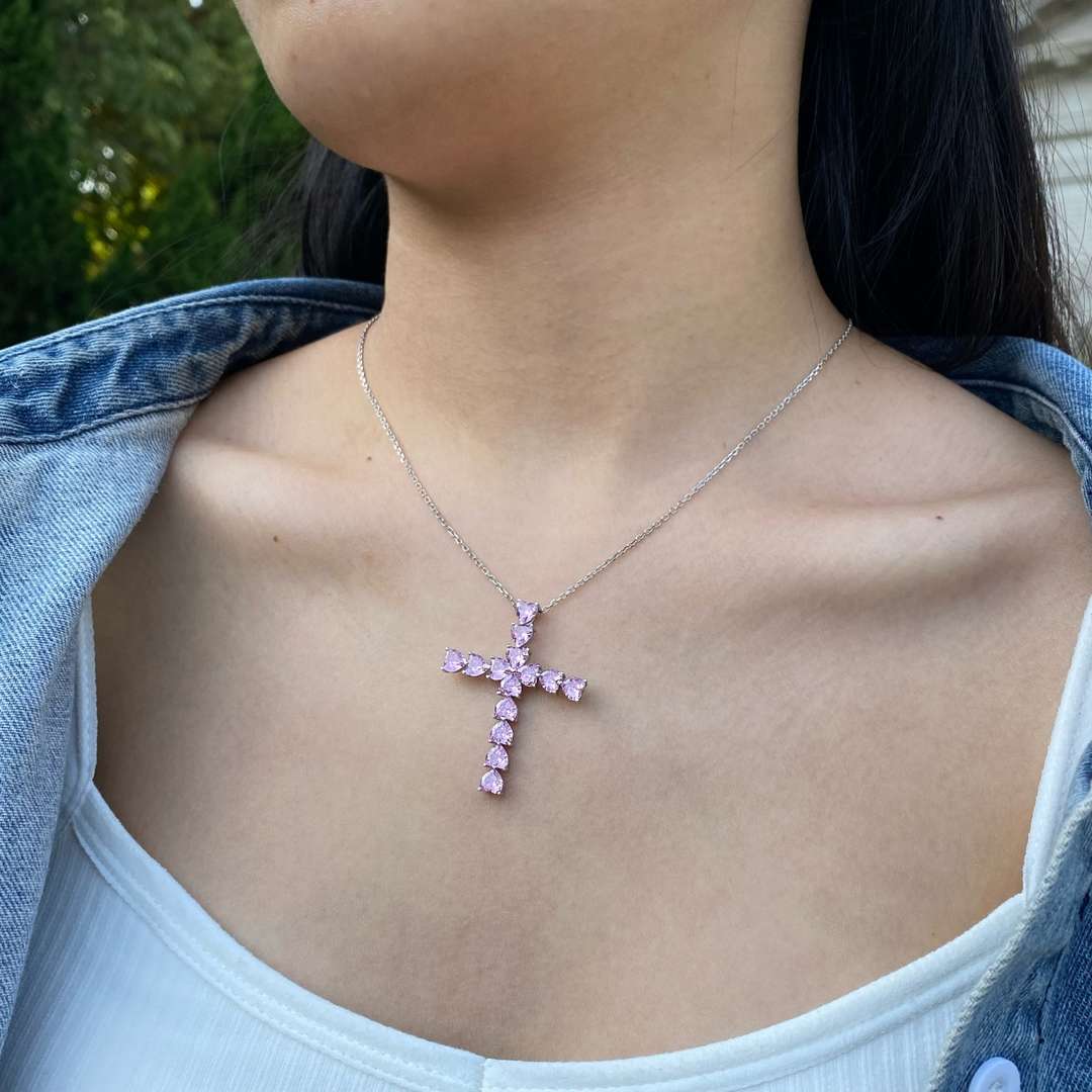 [Clover Jewelry]Funkelnde Kreuzkette