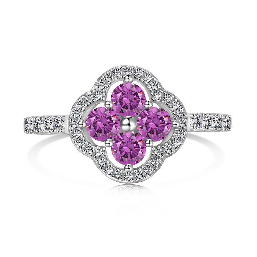 [Clover Jewelry]Four Leaf Clover Flower Design Ring