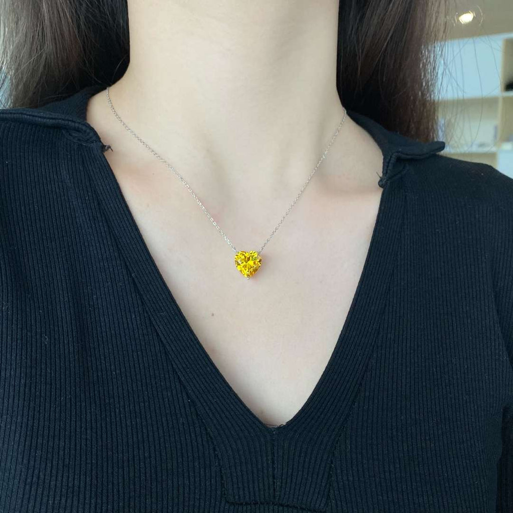 [Clover Schmuck]6.0 Karat Radiant Herzform Halskette