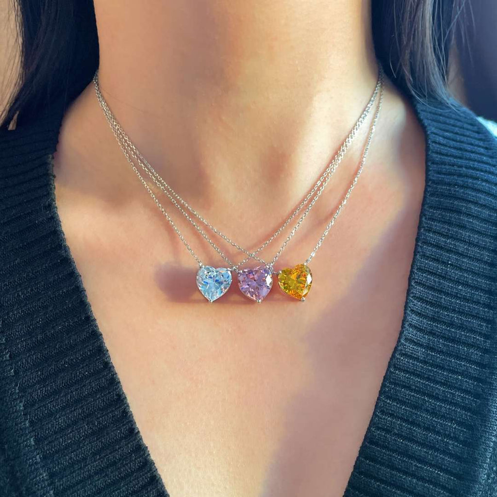 [Clover Schmuck]6.0 Karat Radiant Herzform Halskette