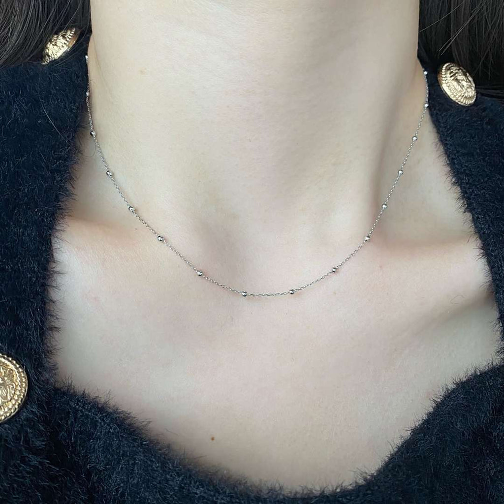 [Clover Jewelry]Kleine Perlen-Schlüsselbeinkette Schlichte Halskette