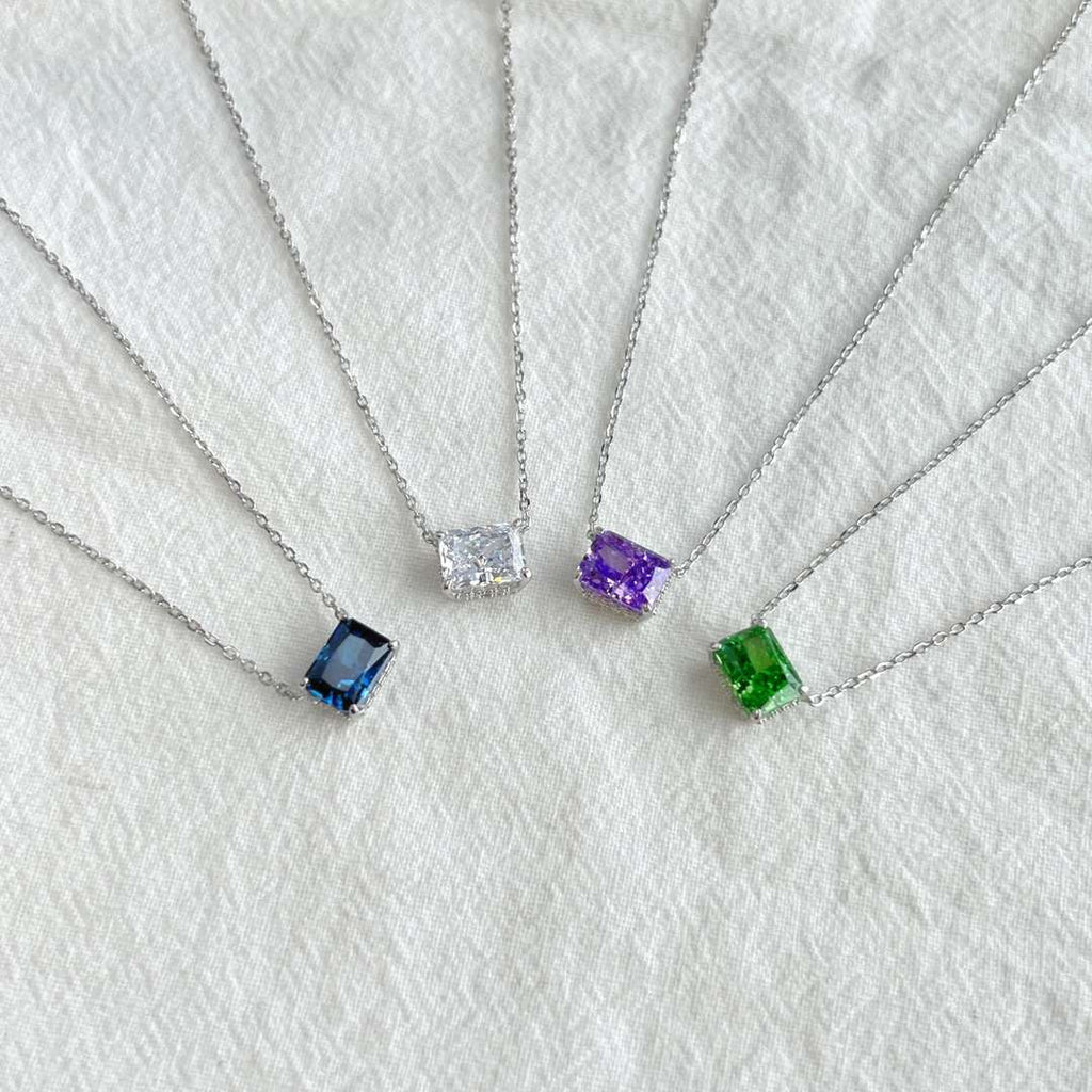 [Clover Jewelry]ラグジュアリースクエアシェイプカラフルネックレス