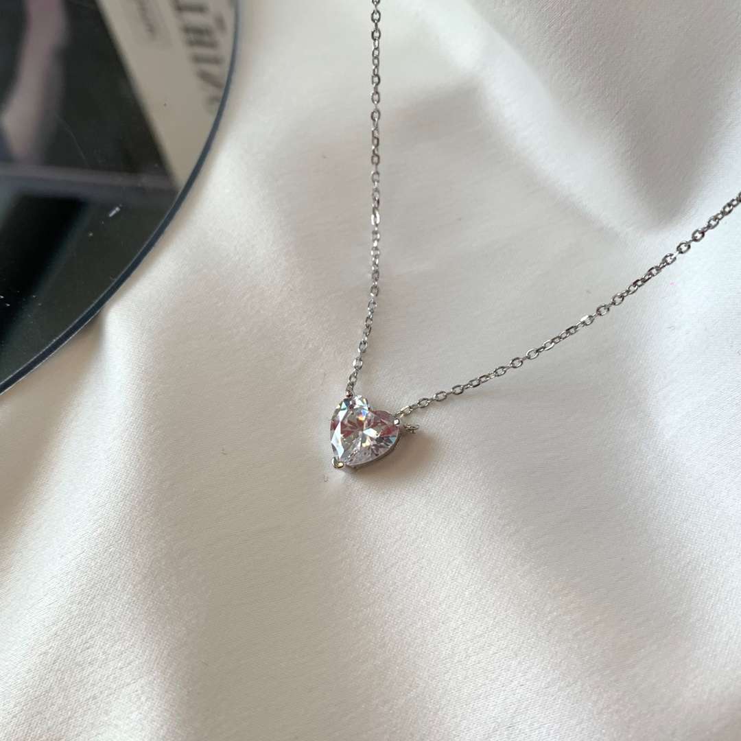 [Clover Jewelry]Herzform Hauptstein Anhänger Schlüsselbeinkette