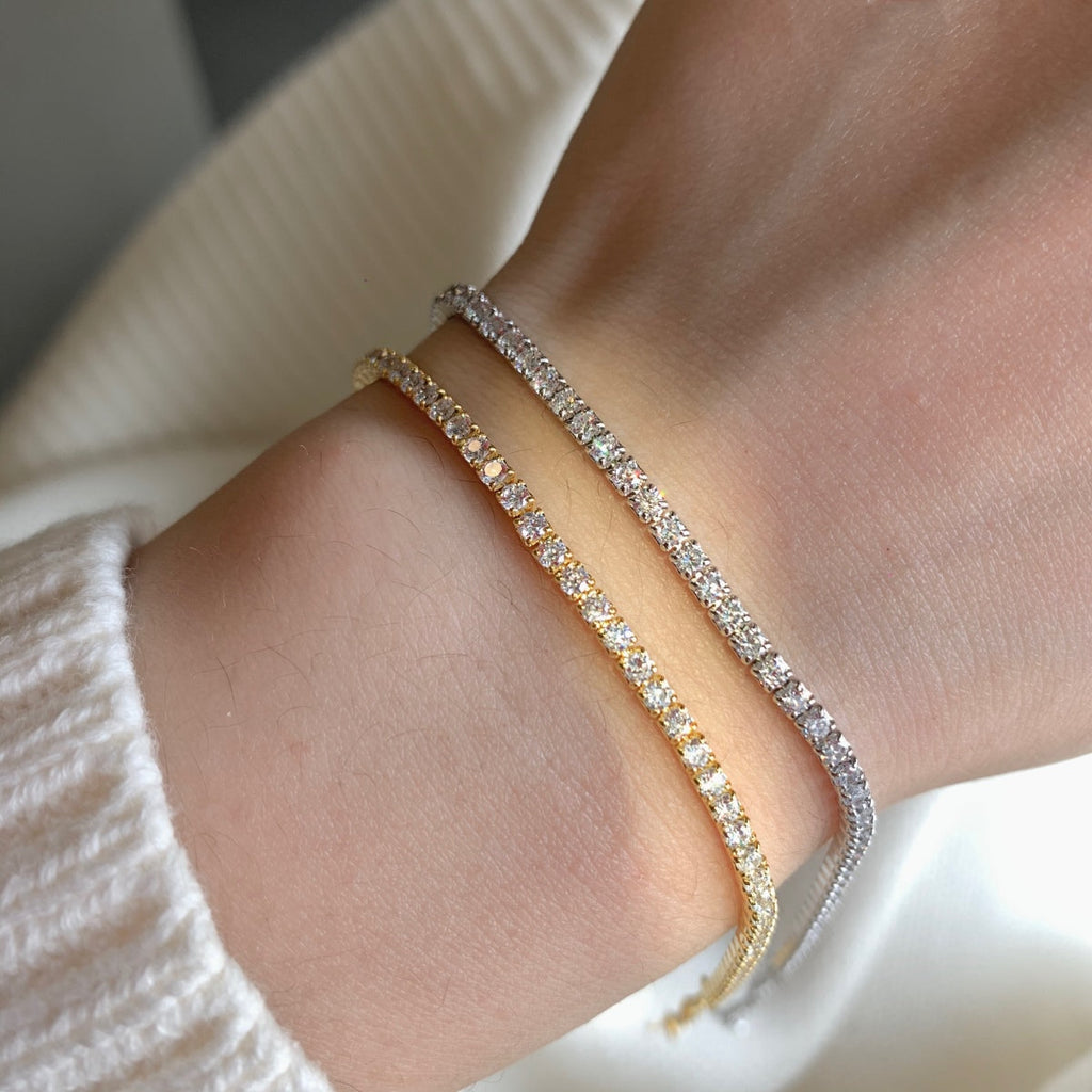 [Clover Jewelry]Funkelndes Tennisarmband mit Prinzessinnenschliff