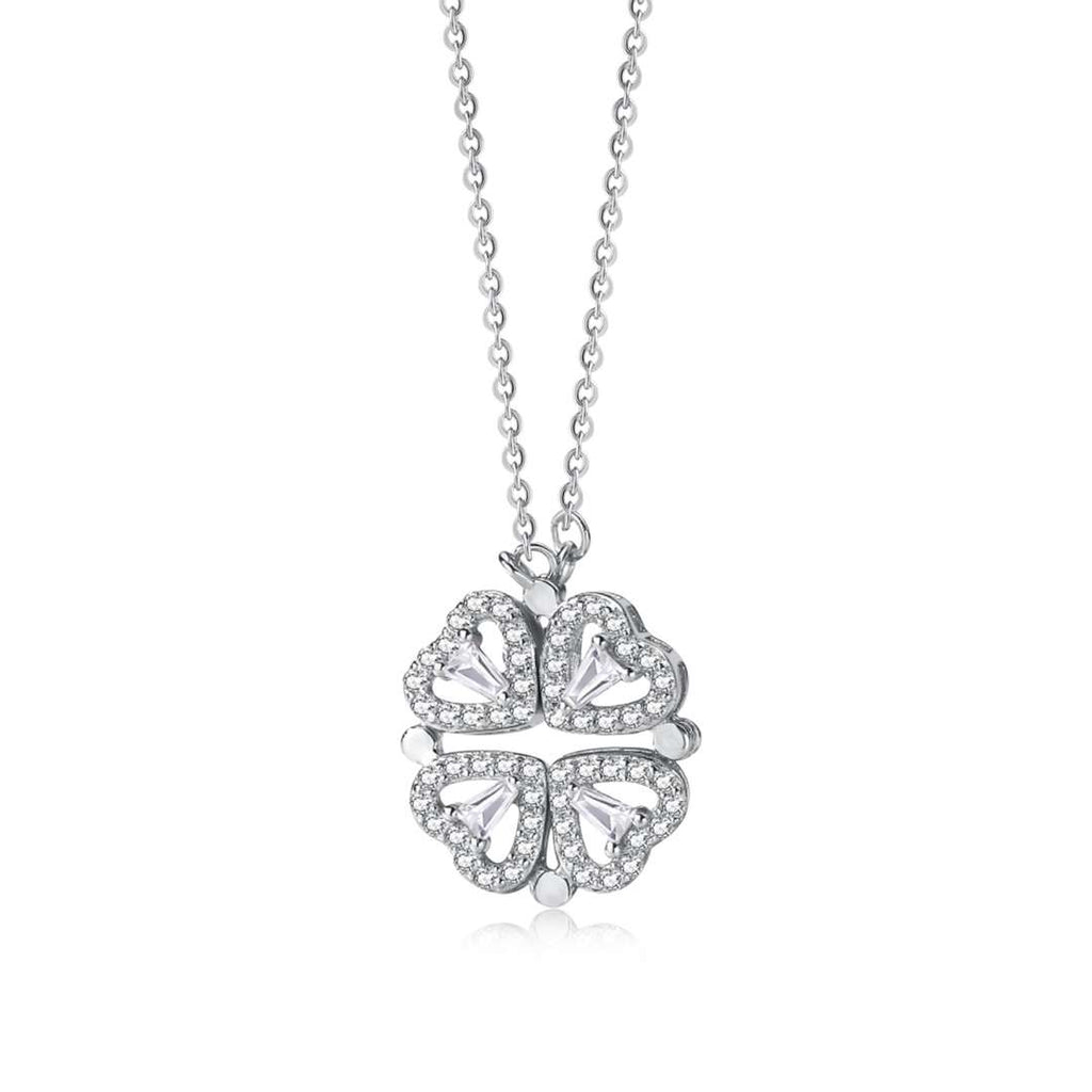 [Clover Schmuck]Verzierte herzförmige Blumenkette