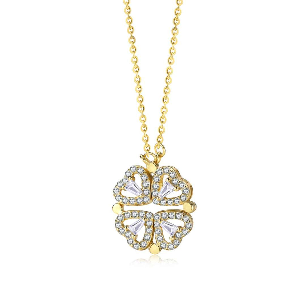 [Clover Schmuck]Verzierte herzförmige Blumenkette