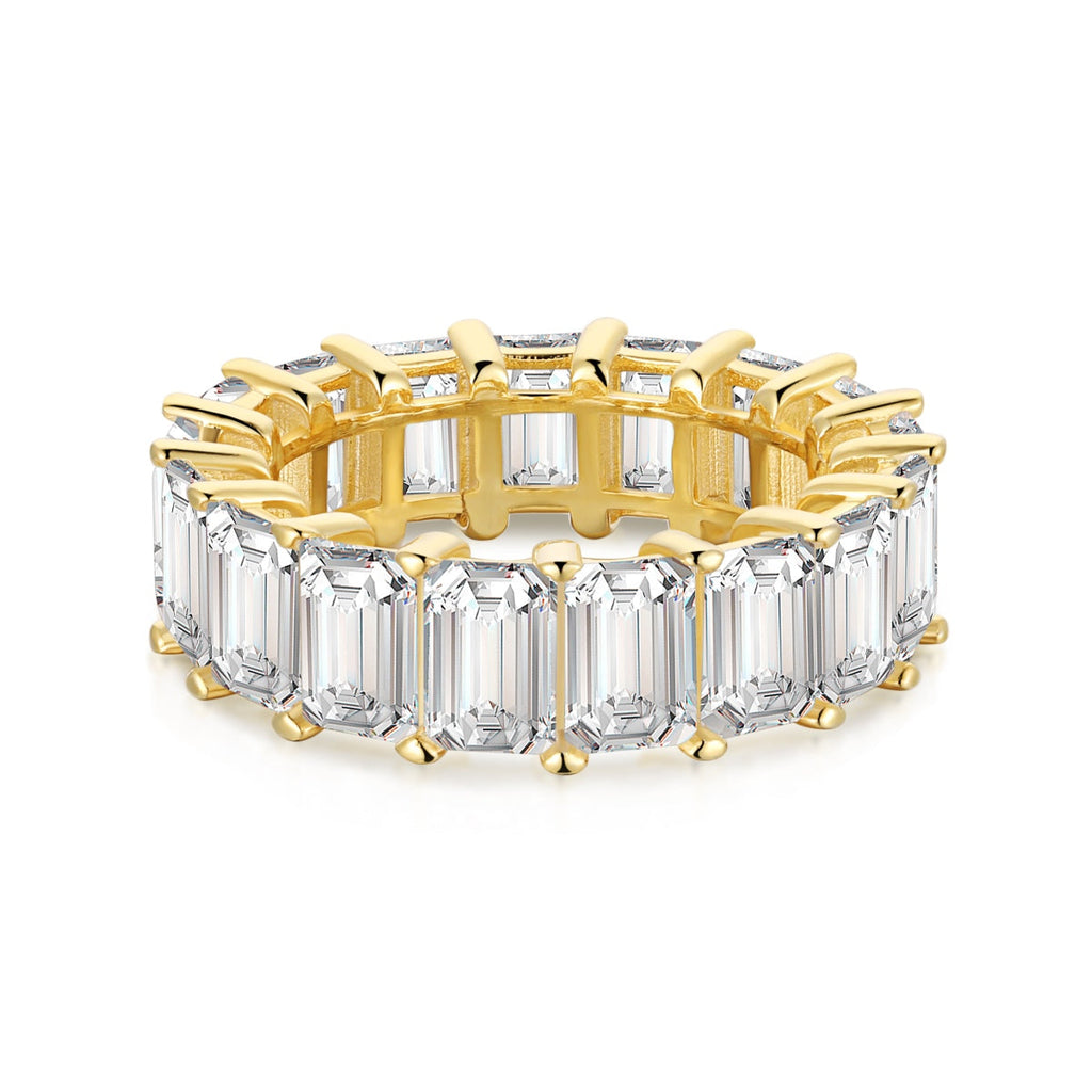 [Clover Jewelry]0.75 Karat Eleganter Tennisring mit Smaragdschliff