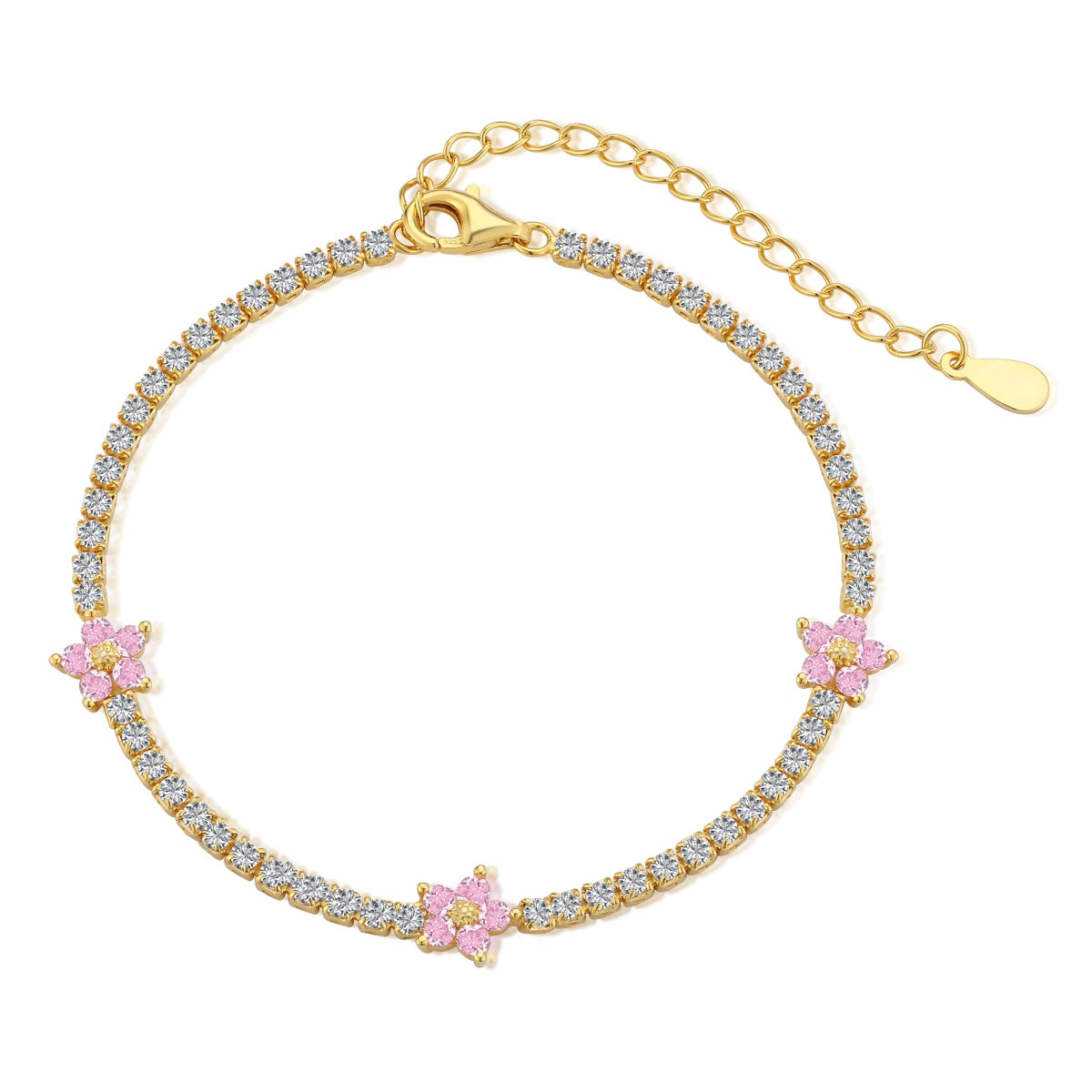 [Clover Schmuck]Funkelndes Tennisarmband in Blumenform