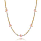 [Clover Jewelry]Luxuriöse bunte Blumen-Tennis-Halskette
