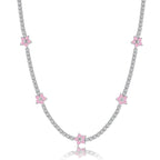 [Clover Jewelry]Luxuriöse bunte Blumen-Tennis-Halskette